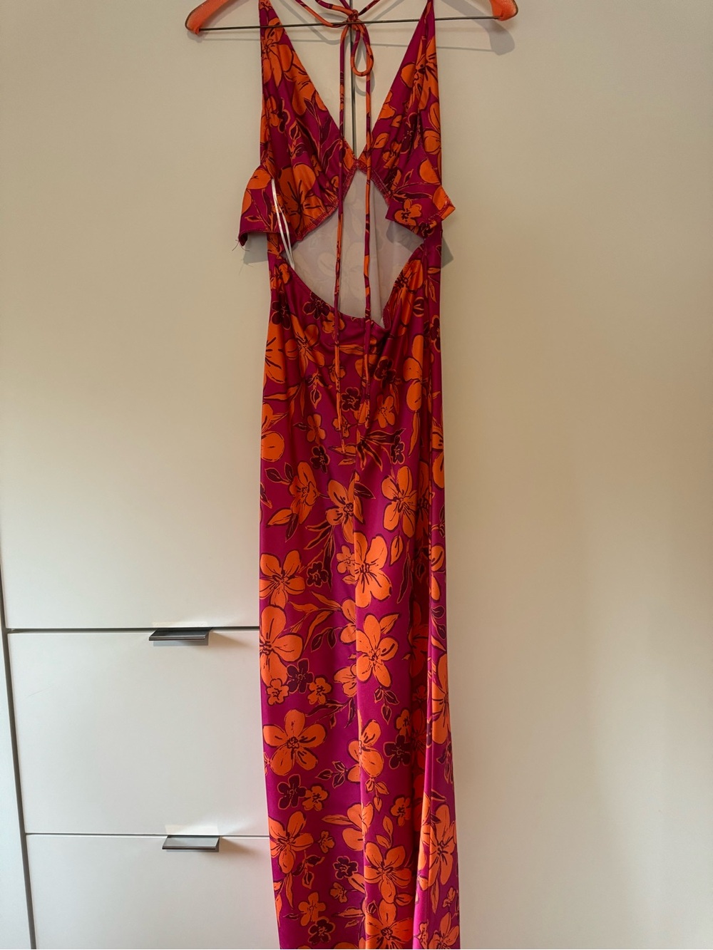 Hello Molly Fuchsia and Orange Floral Halter Maxi Dress - Picture 2 of 3